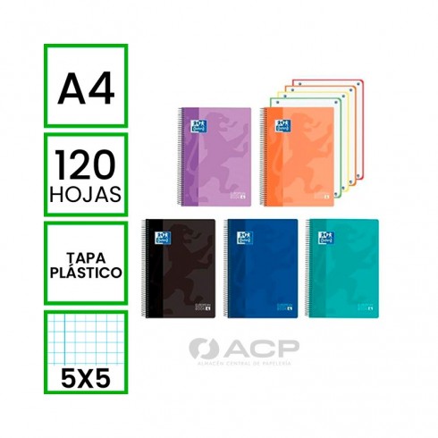 BLOC A4 OXFORD 120H TAPA POLIPROPILENO 5X5