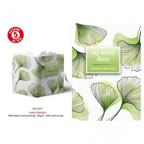 DIARIO A5 168H.C/CANDADO LEAVES IN THE WIND