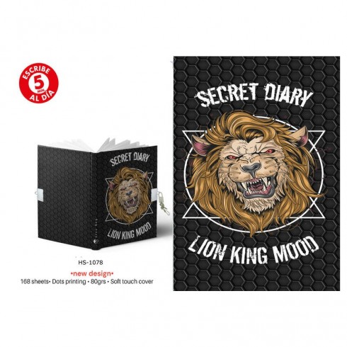 DIARIO A5 168H.C/CANDADO LION KING MOOD