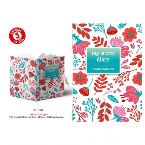 DIARIO A5 168H.C/CANDADO FLORAL ADDICTION