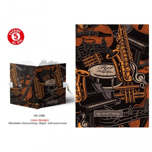 DIARIO A5 168H.C/CANDADO FEEL THE RHYTHIM