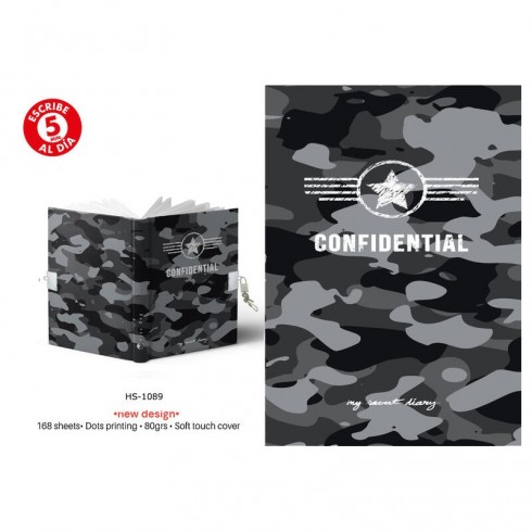DIARIO A5 168H.C/CANDADO CONFIDENTIAL GREY