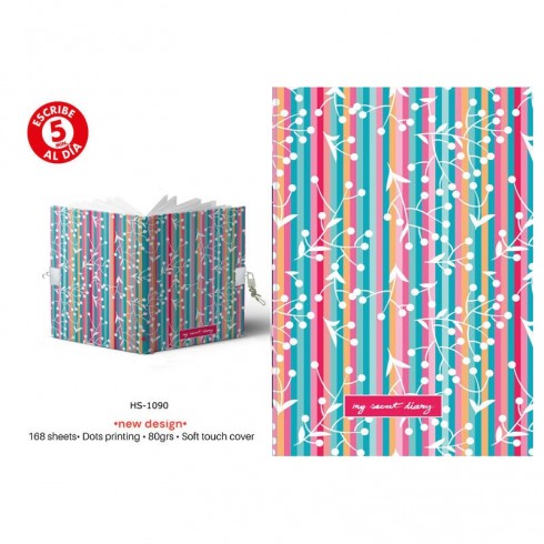 DIARIO A5 168H.C/CANDADO STRIPES