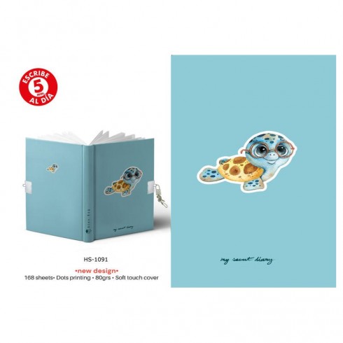 DIARIO A5 168H.C/CANDADO LITTLE TURTLE