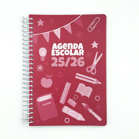 AGENDA ESCOLAR  DIDEX TAPA PLÁST.ROJO A5 1 DIA PAG.25-26