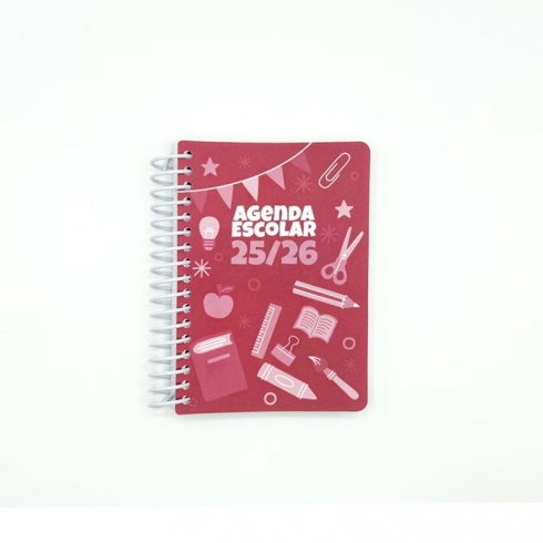 AGENDA ESCOLAR  DIDEX TAPA PLÁST.ROJO A6 1 DIA PAG.25-26