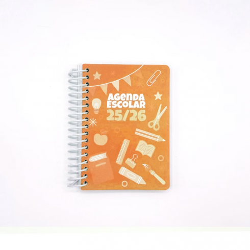 AGENDA ESCOLAR  DIDEX TAPA PLÁST.NARANJA A6 1 DIA PAG.25-26