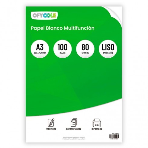 PAPEL A3 OFYCOLE 80GR FOTOCOPIADORA 100 HOJAS