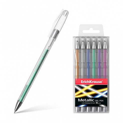 BOLIGRAFO GEL METALICO 6 COLORES ERICHKRAUSE