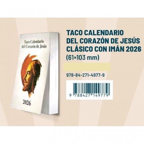 TACO CALENDARIO CORAZÓN DE JESUS CON IMÁN 2026