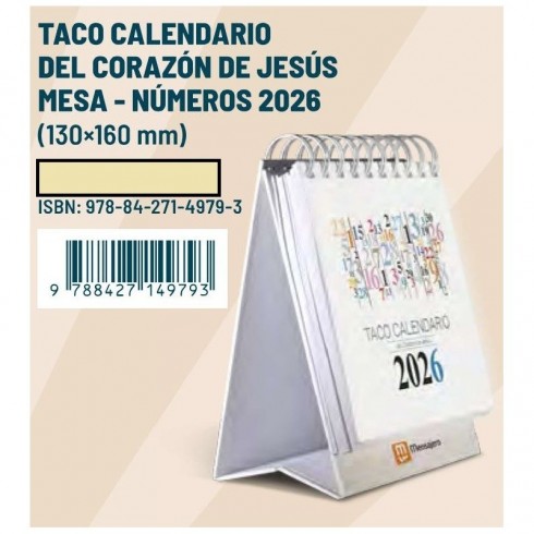 TACO CALENDARIO CORAZÓN DE JESÚS MESA - NÚMEROS 2026