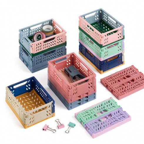 CAJA PLEGABLE Y APILABLE TRICOLOR ROSA