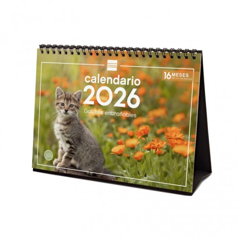 CALENDARIO SOBREMESA ESCRIBIR 210X150 2026 GATITOS