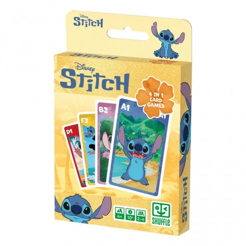 CARTAS SHUFFLE DISNEY STITICH - JUEGO 4 EN 1