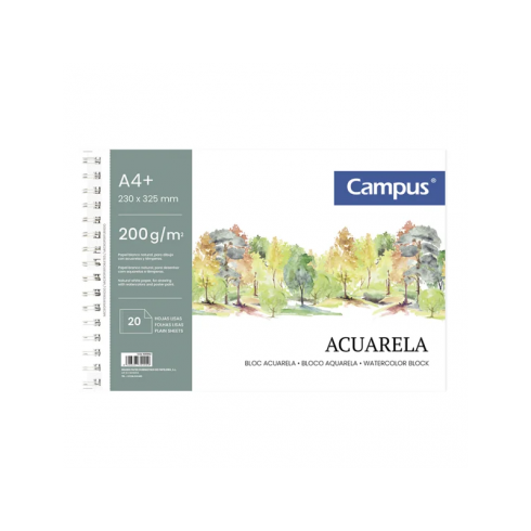 BLOC ACUARELA CAMPUS A4+ 20H 200G LISO