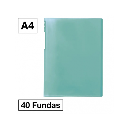CARPETA FUNDAS PLUS A4 40F TRASLÚCIDA VERDE CLARO