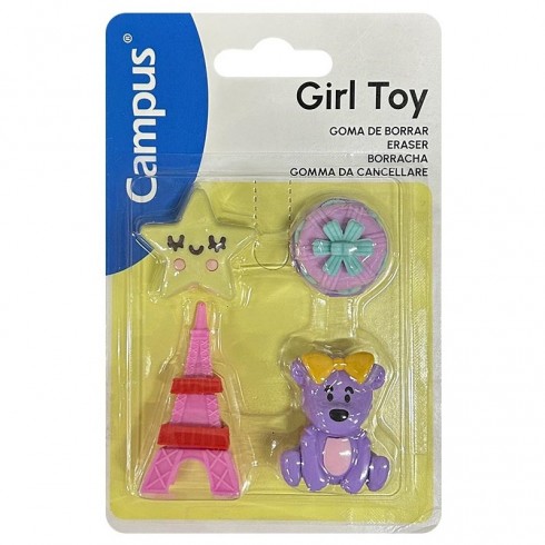 BLISTER 4 GOMAS BORRAR CAMPUS GIRL TOY