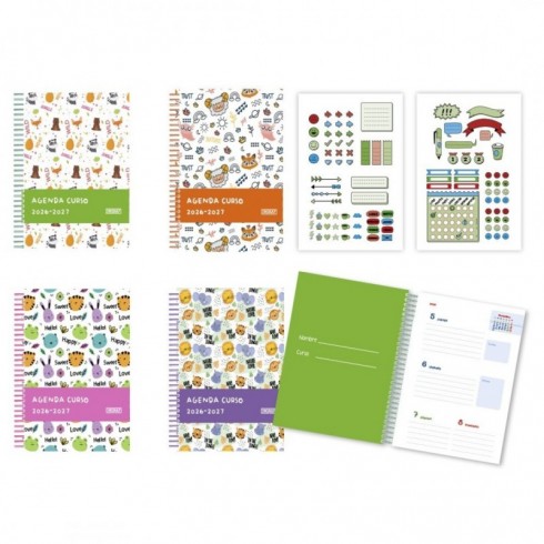 AGENDA ESCOLAR ANIMALS 4º SEM.VISTA CARTON 26-27