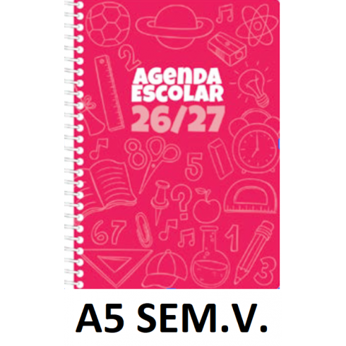 AGENDA ESC.DIDEX A5 SEM.V. POLIPR. ROJO 26-27
