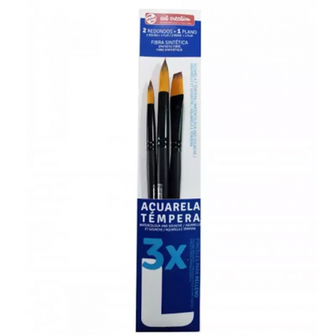 PINCELES ACUARELA Y TÉMPERA L BLISTER 3 UN.