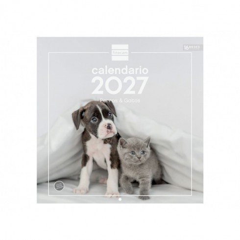 CALENDARIO PARED ESCRIBIR 30x30 PERROS Y GATOS 2027