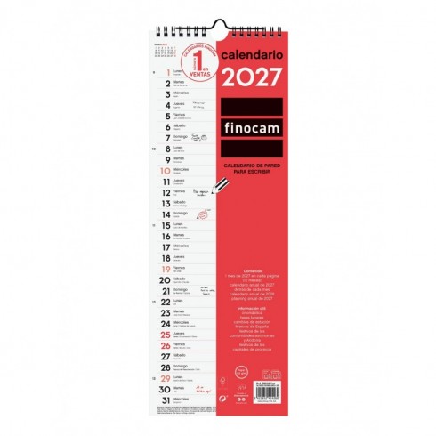 CALENDARIO PARED ESCRIBIR LARGO L 155x430 2027
