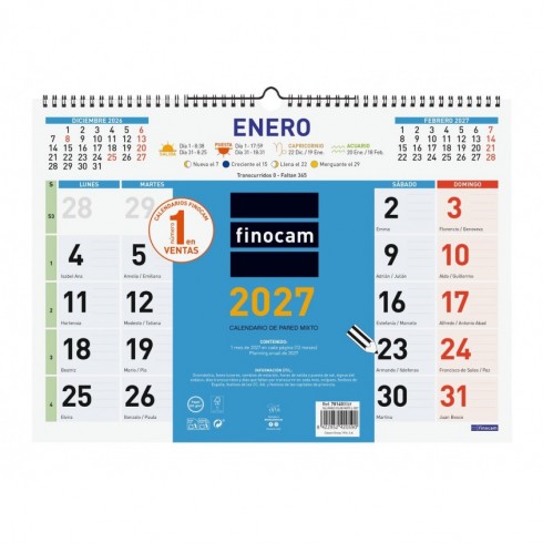 CALENDARIO PARED COLOR MIXTO L 43X31 2027