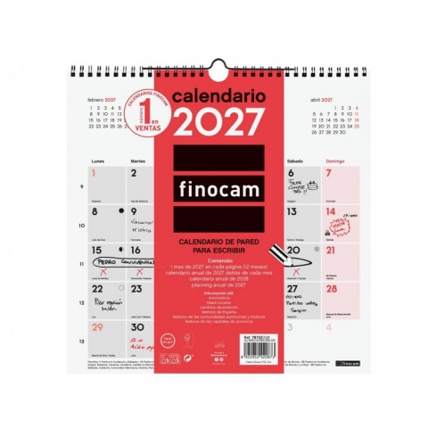 CALENDARIO PARED ESCRIBIR 30X30 2027