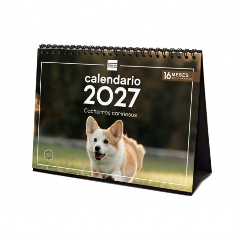 CALENDARIO SOBREMESA ESCRIBIR 210X150 2027 CACHORROS