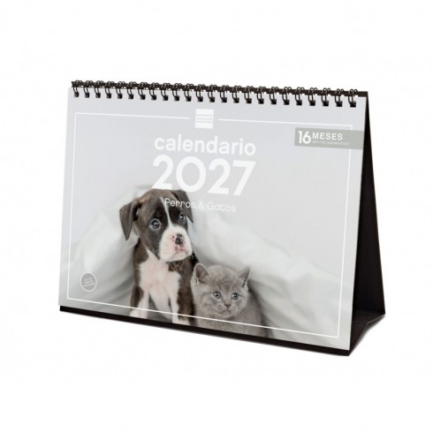 CALENDARIO SOBREMESA ESCRIBIR 210X150 2027 PERROS Y GATOS